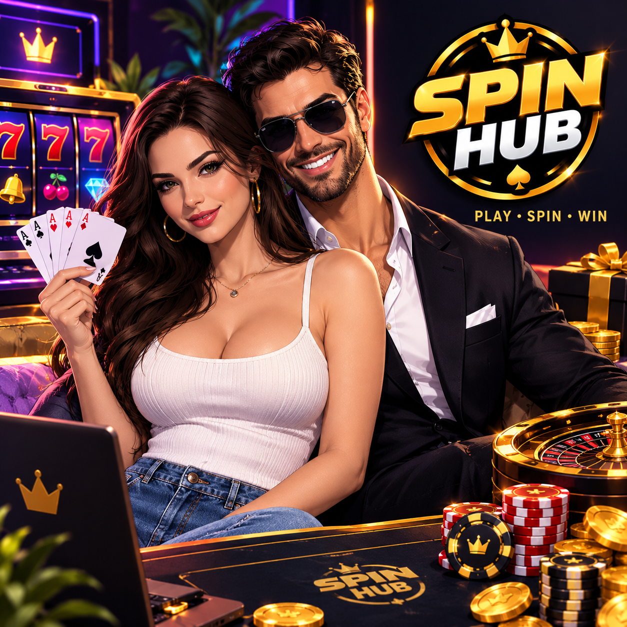 Original Spin Hub premium casino lifestyle artwork